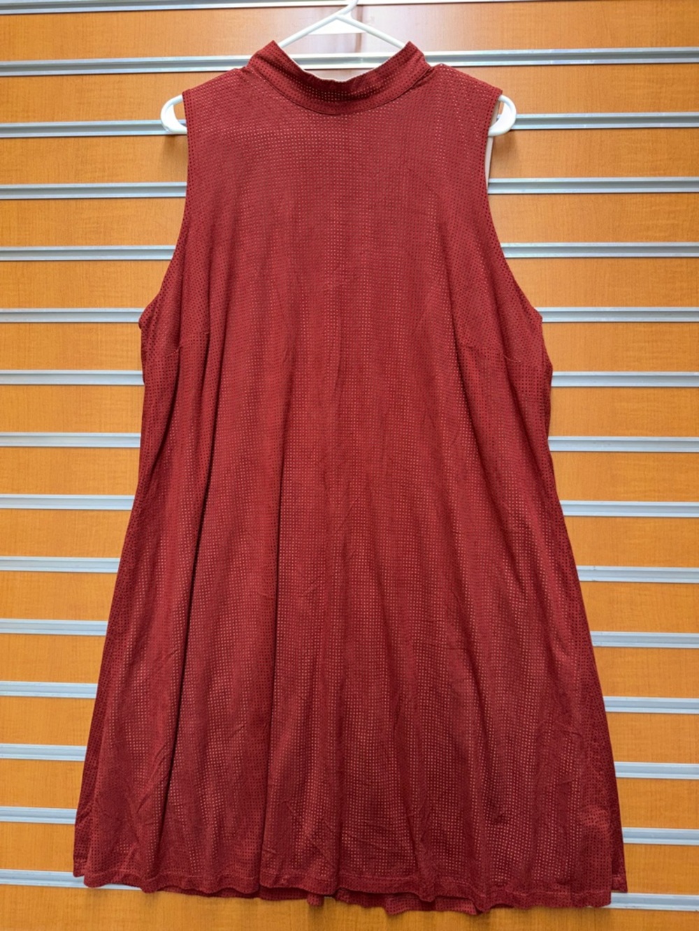 Wish Sleeveless Mock Neck Mini Dress - Rust Red